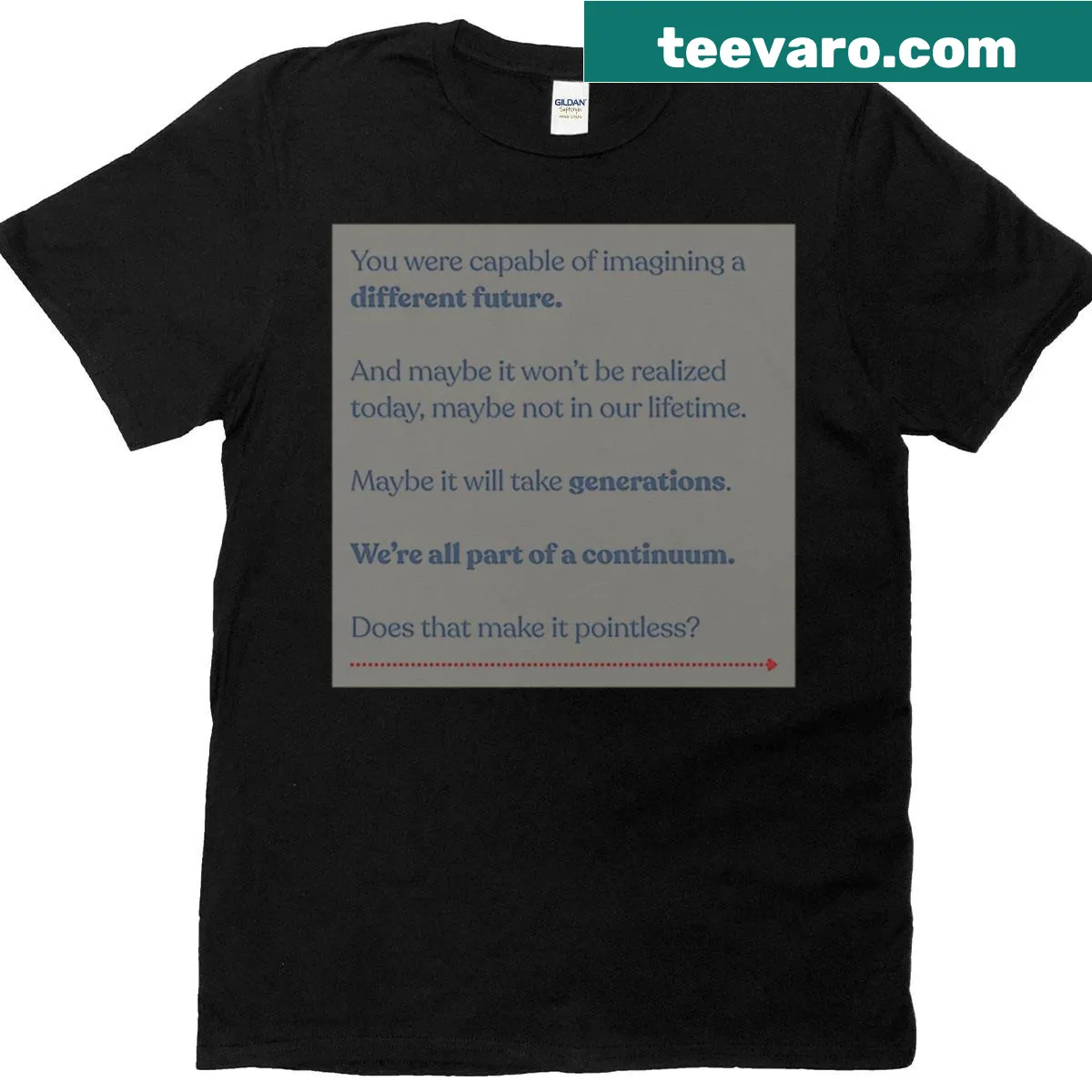 Oversized T-shirt with the phrase 'We're All Part Of A Continuum' in bold typography — on a men's t-shirt