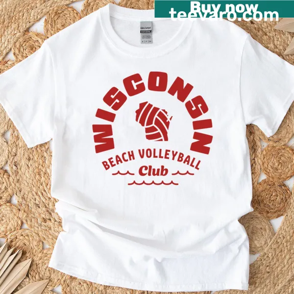 Wisconsin Beach Volleyball Club t-shirt with red print