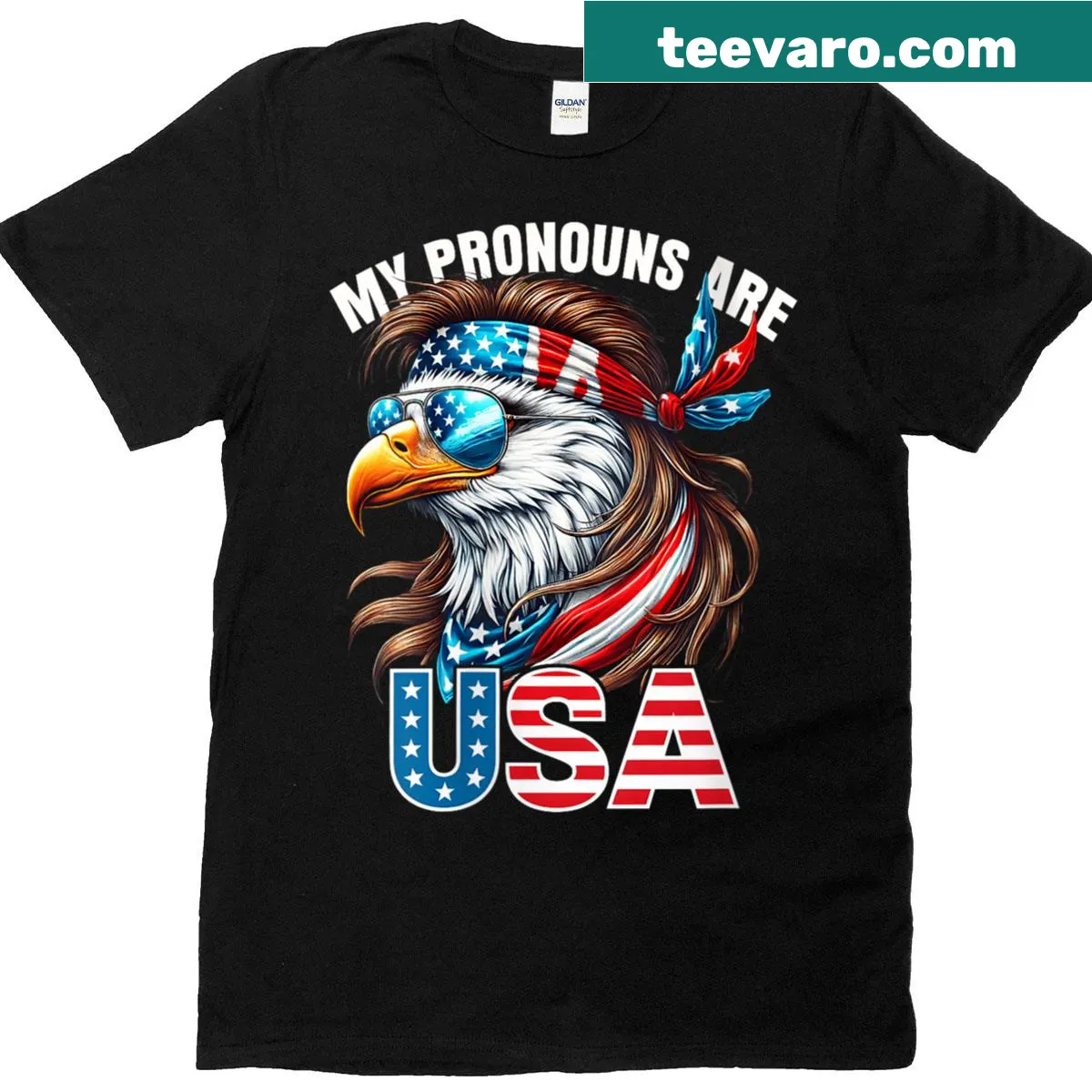 Funny T-shirt with eagle graphic and patriotic saying — on a men's t-shirt