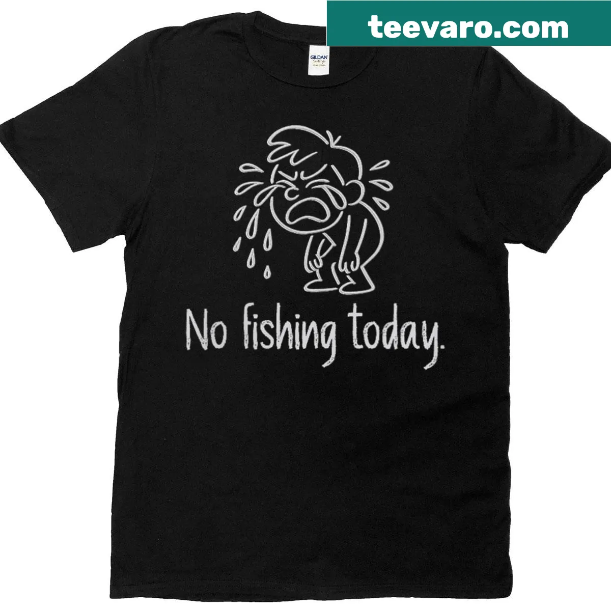 Nostalgic fishing t-shirt with 'No Fishing Today' text — on a men's t-shirt