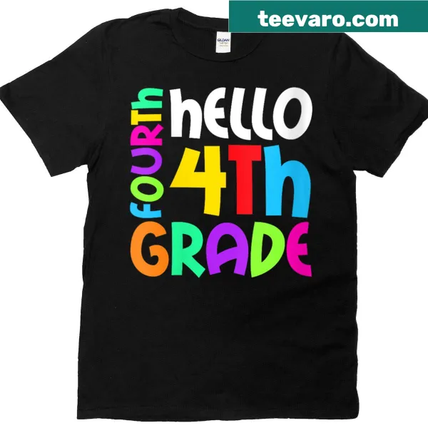 Teacher T-shirt with 'Hello 4th Grade Boys' text