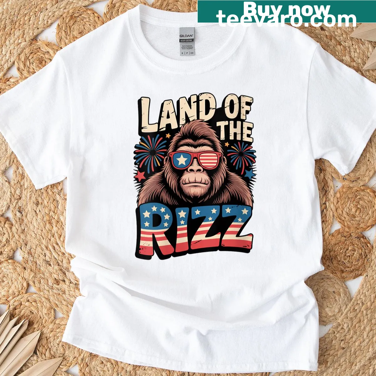 Funny Fourth of July t-shirt with Bigfoot and humorous phrase — on a men's t-shirt