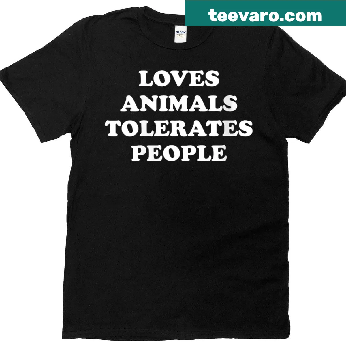 T-shirt with the phrase Loves Animals Tolerates People — on a men's t-shirt