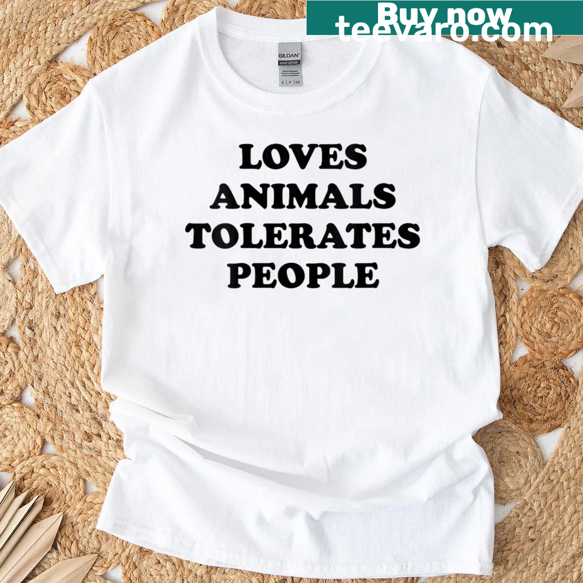 Humorous animal lover T-shirt with dogs and cats theme — on a men's t-shirt