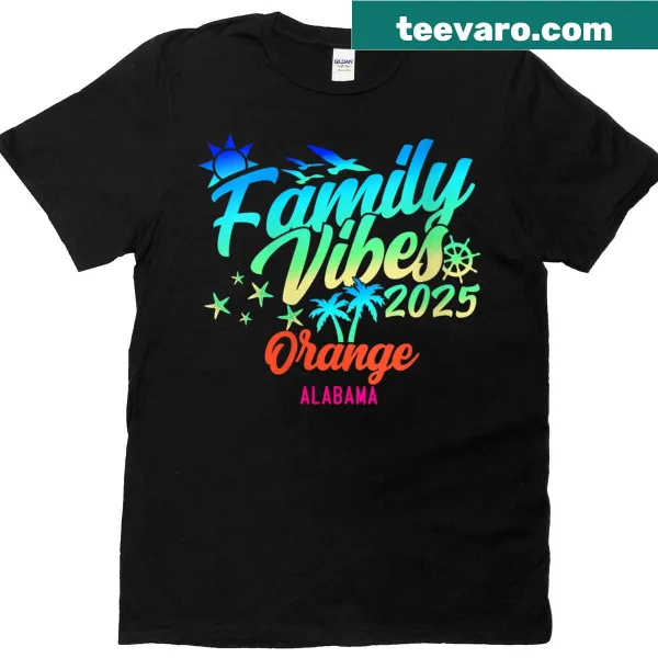 Illustrated T-shirt with Orange Beach Alabama Family Vibes
