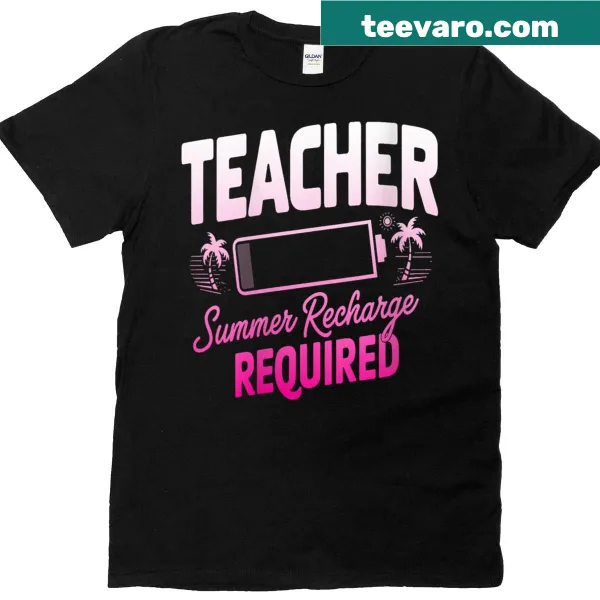 Funny T-shirt for teachers with 'Recharge Required' text for back to school