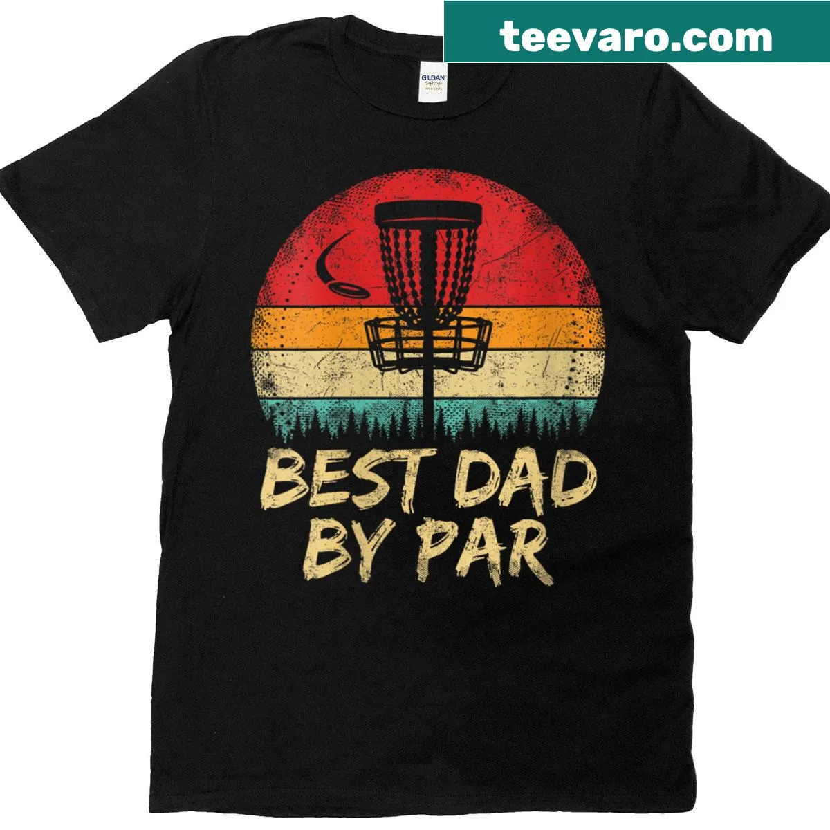 Vintage T-shirt for disc golfers with the phrase Best Dad By Par — on a men's t-shirt