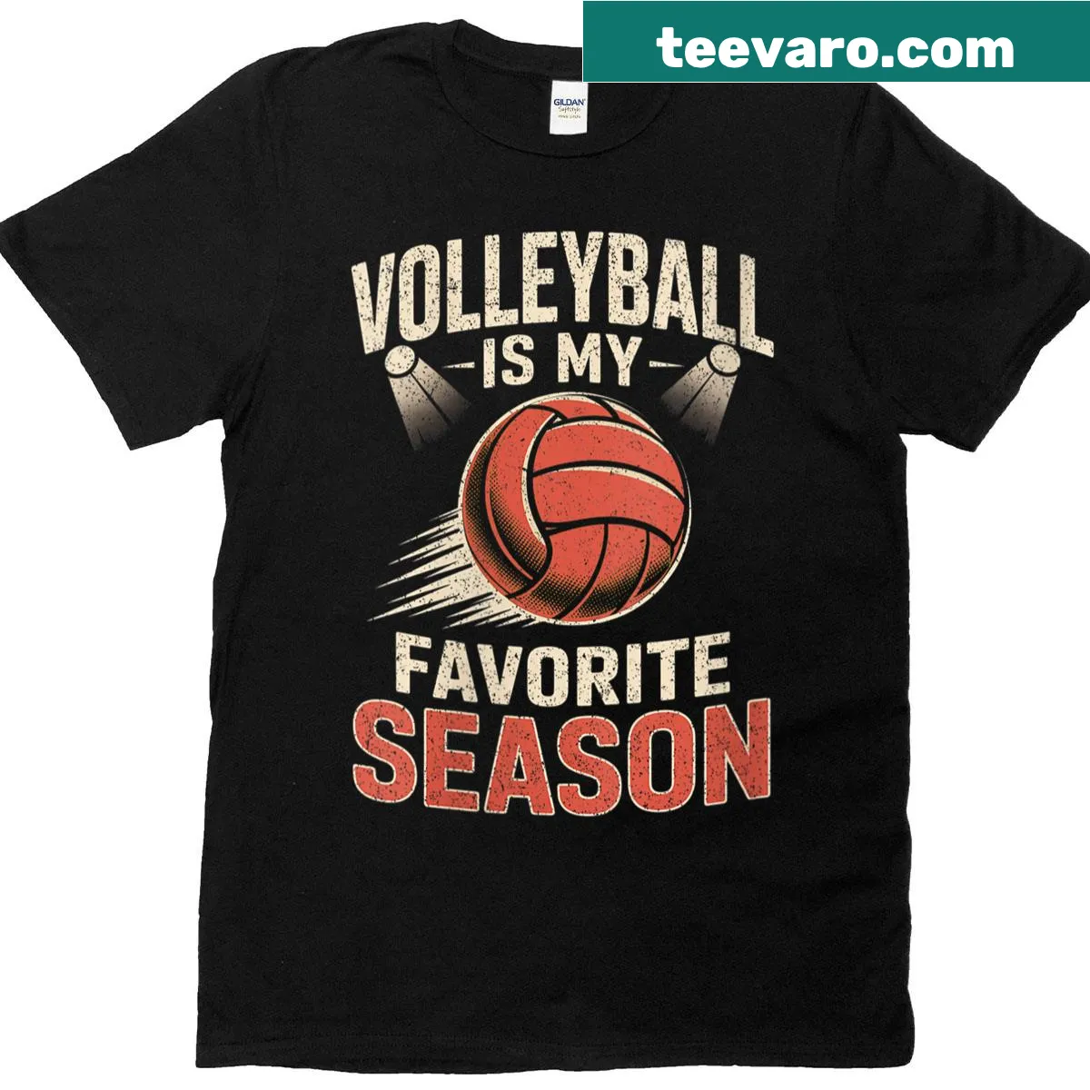 Volleyball-themed T-shirt stating 'Volleyball Is My Favorite Season' for sports lovers — on a men's t-shirt