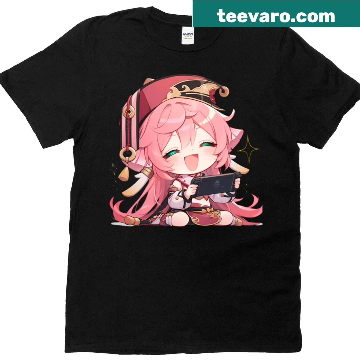 T-shirt featuring Yanfei character from Genshin Impact for gamers. — on a men's t-shirt