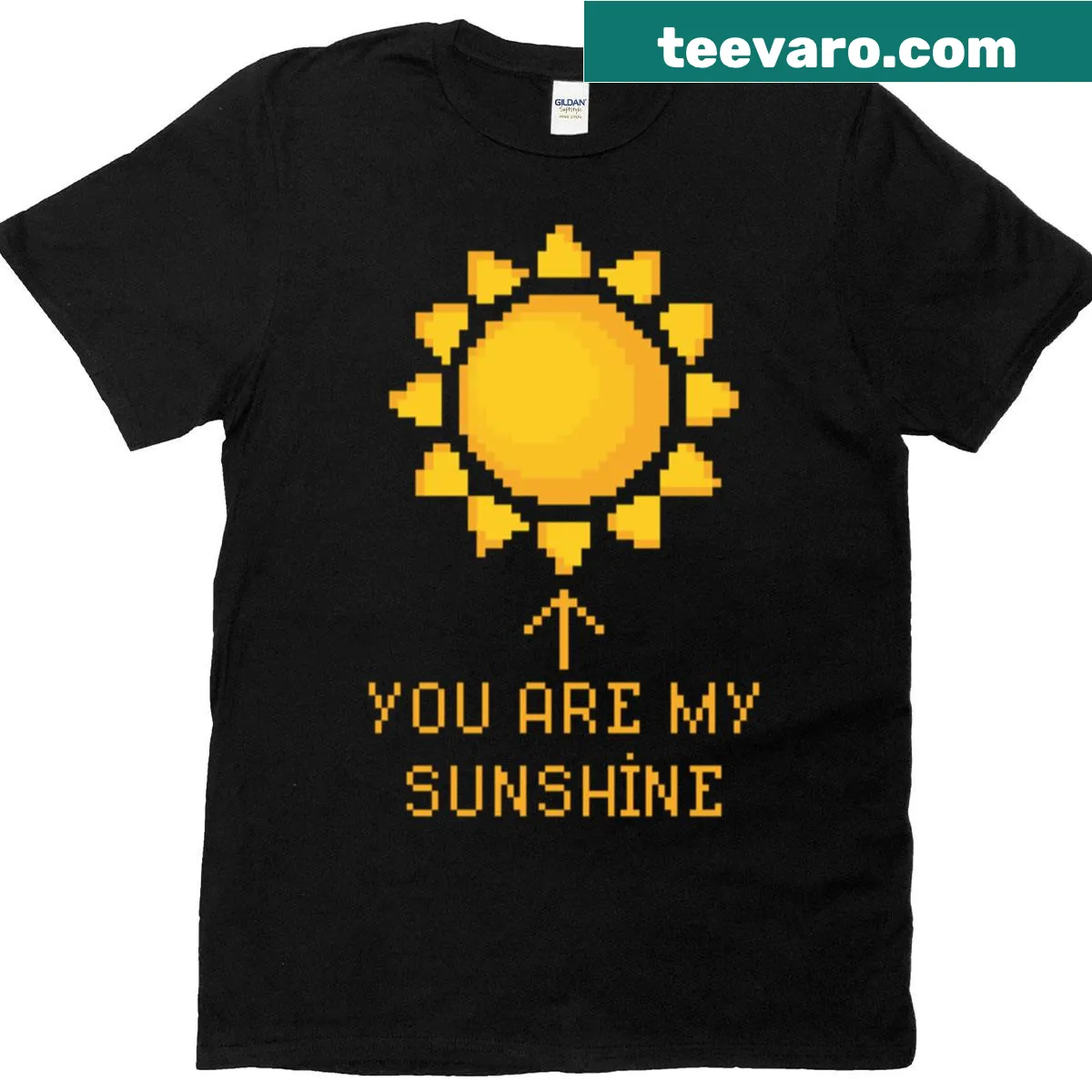 Pixel art design with the text 'You Are My Sunshine' — on a men's t-shirt