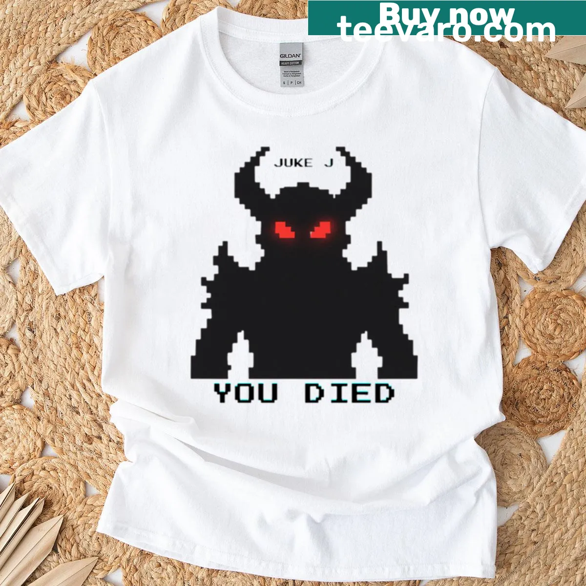 Retro gaming-themed T-shirt with 'You Died' text — on a men's t-shirt