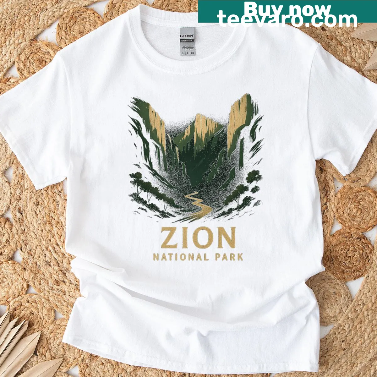 Graphic t-shirt showcasing Zion National Park's stunning landscapes — on a men's t-shirt