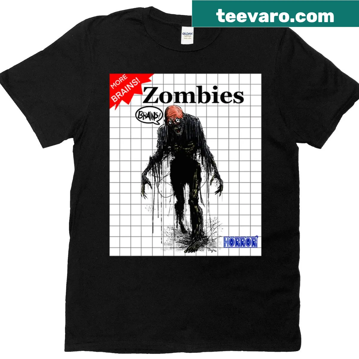 Playful zombie-themed graphic on a T-shirt — on a men's t-shirt