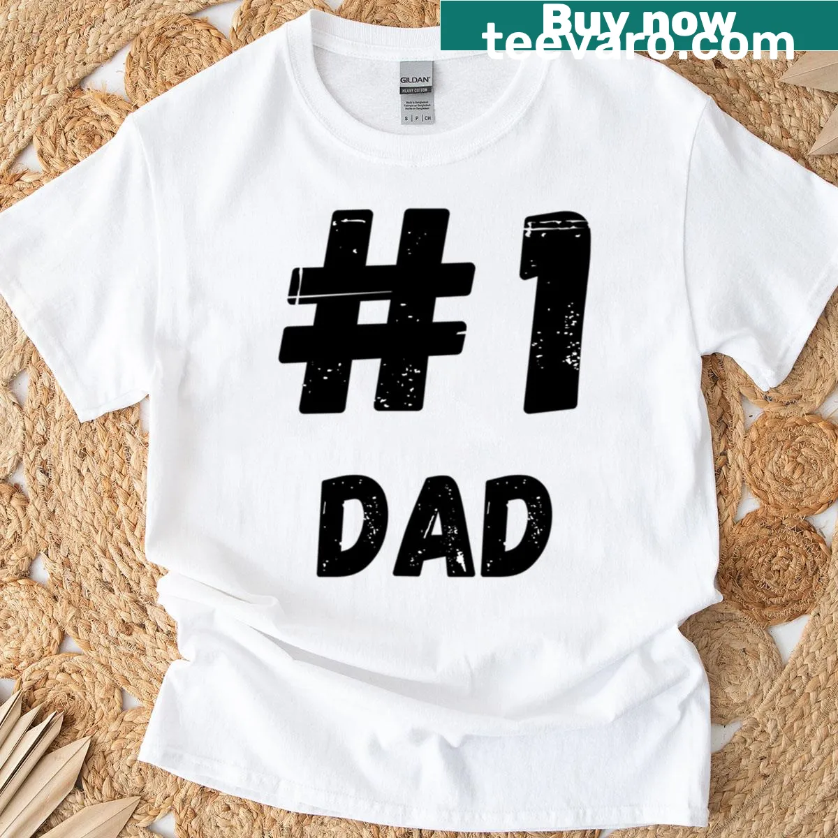 T-shirt with text '1 Dad Best Ever' — on a men's t-shirt