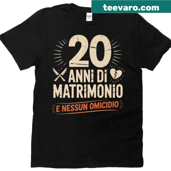 Funny anniversary t-shirt with humorous marriage text in Italian