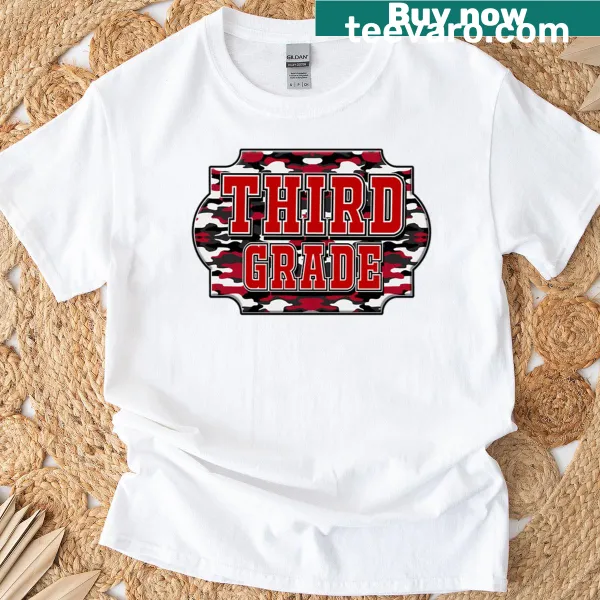 Camouflage t-shirt for 3rd graders, designed for back to school.