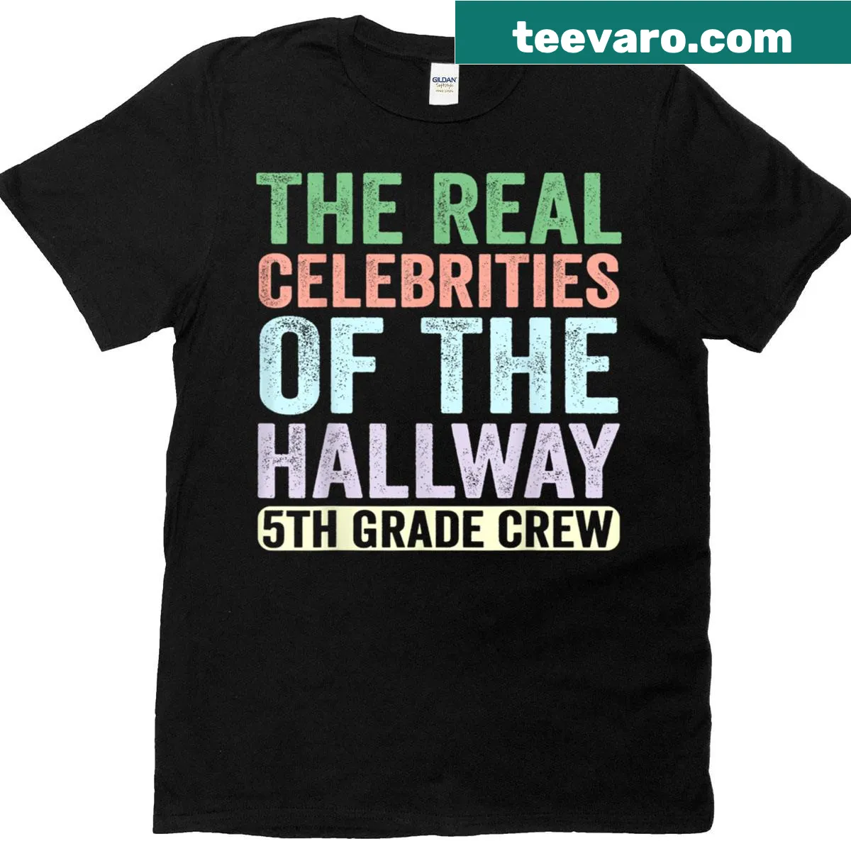 Fifth grade crew t-shirt with fun typography design — on a men's t-shirt