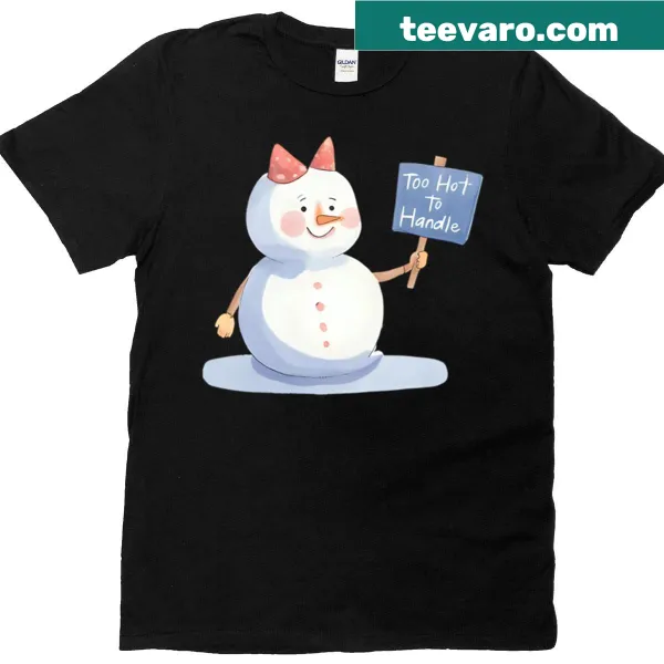 Cute melting snowman t-shirt with a silly face and funny sign