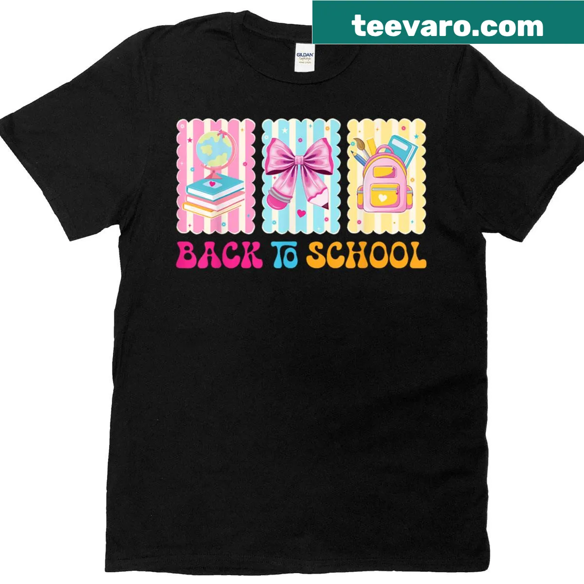 Cute backpack and pencil graphic for back to school — on a men's t-shirt