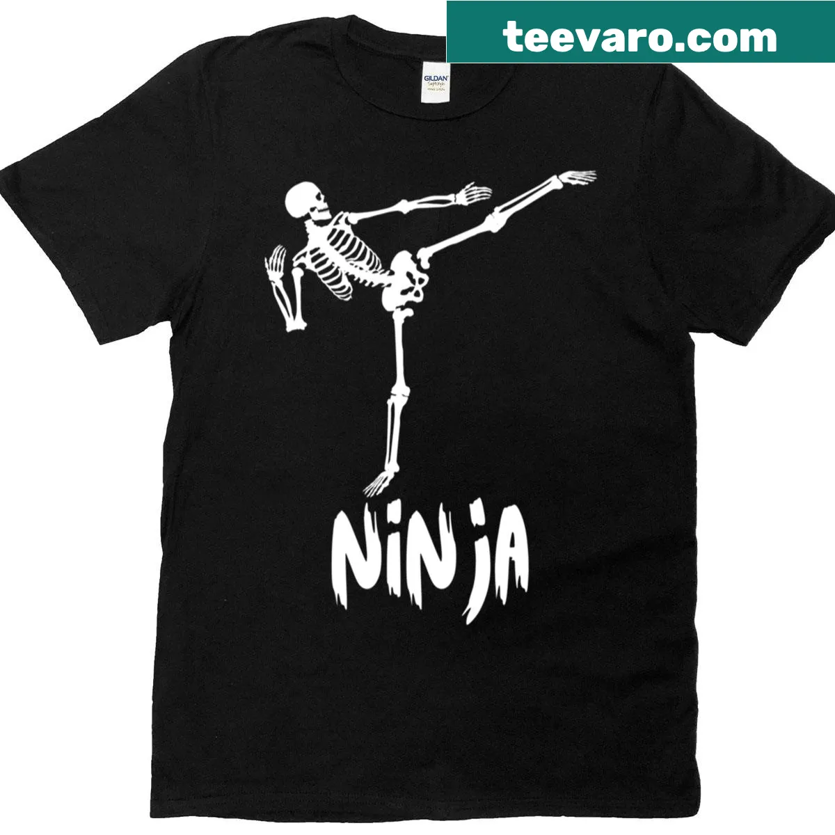 Ninja skeleton martial arts tee with a bold graphic — on a men's t-shirt