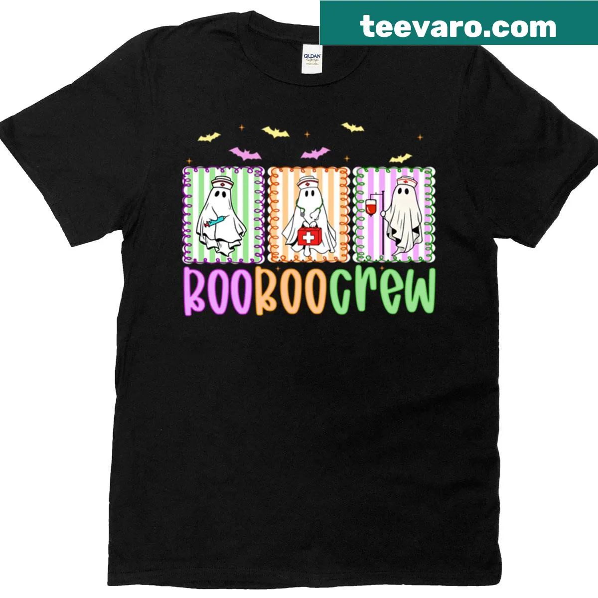 Cute 'Boo Boo Crew' graphic for Halloween nurse — on a men's t-shirt