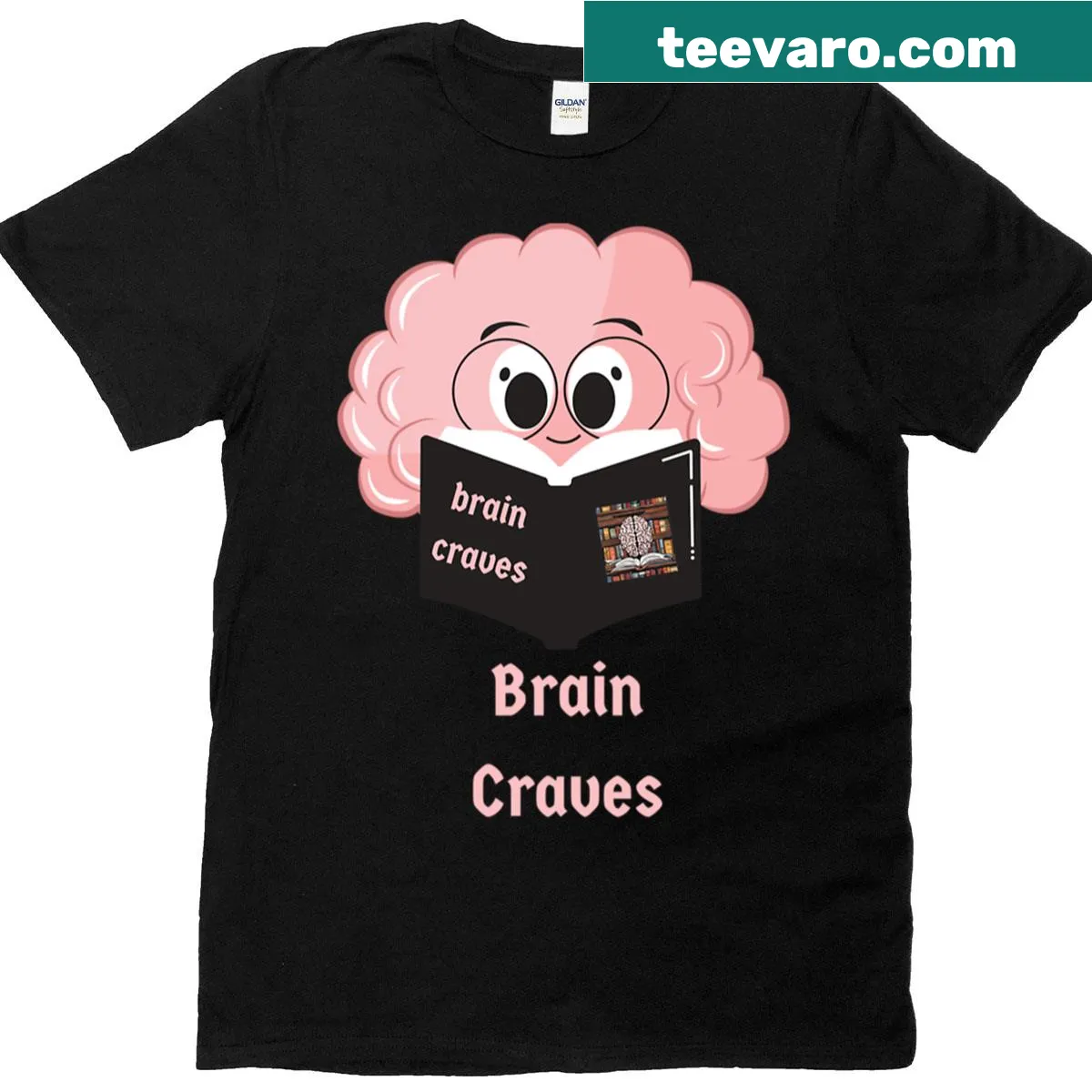 Text 'Brain Craves' in playful typography — on a men's t-shirt