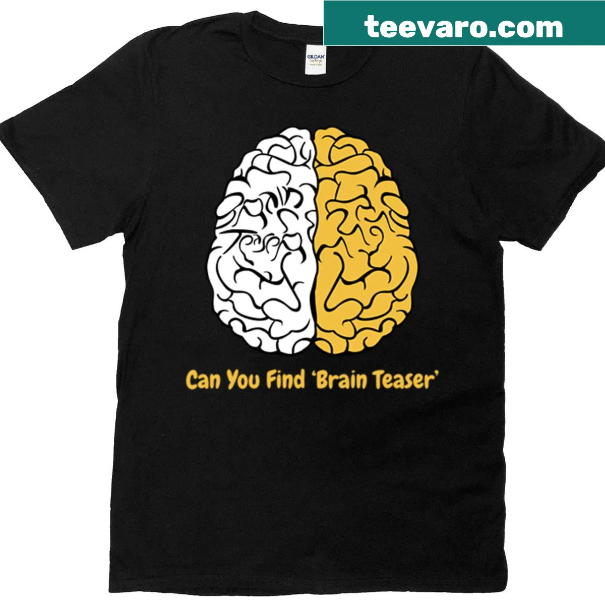 T-shirt featuring brain teasers and playful text for fun — on a men's t-shirt