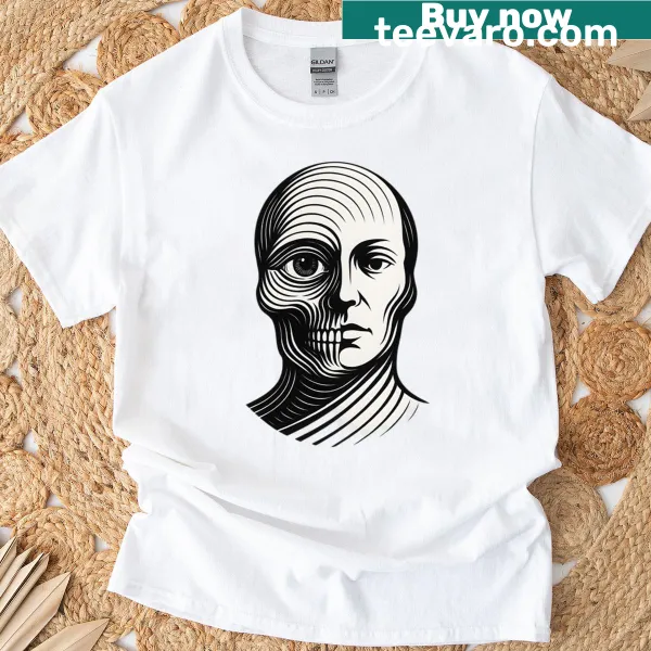 Minimalist optical illusion graphic t-shirt with brain teaser theme