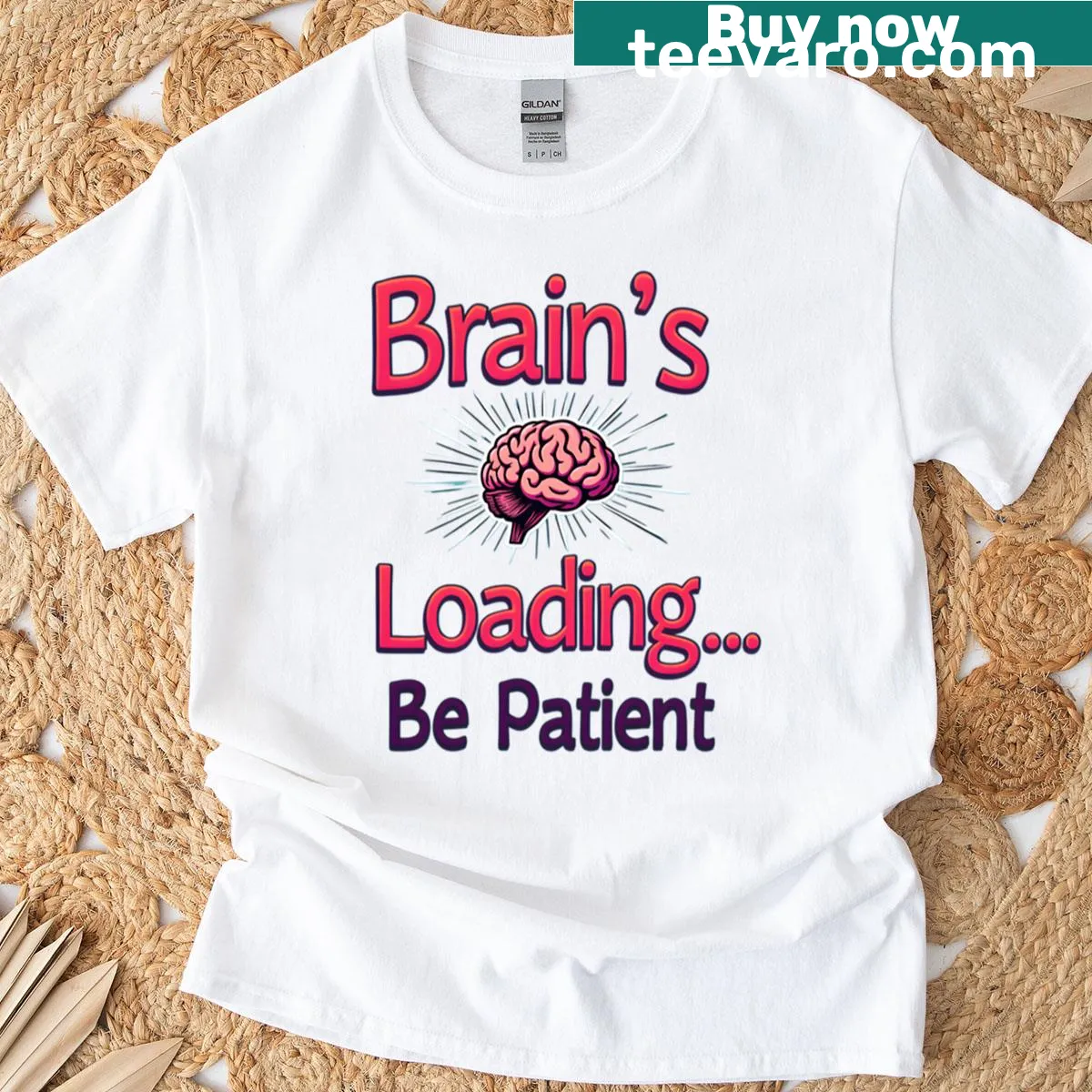 Funny back-to-school t-shirt with 'Brains Loading' text — on a men's t-shirt