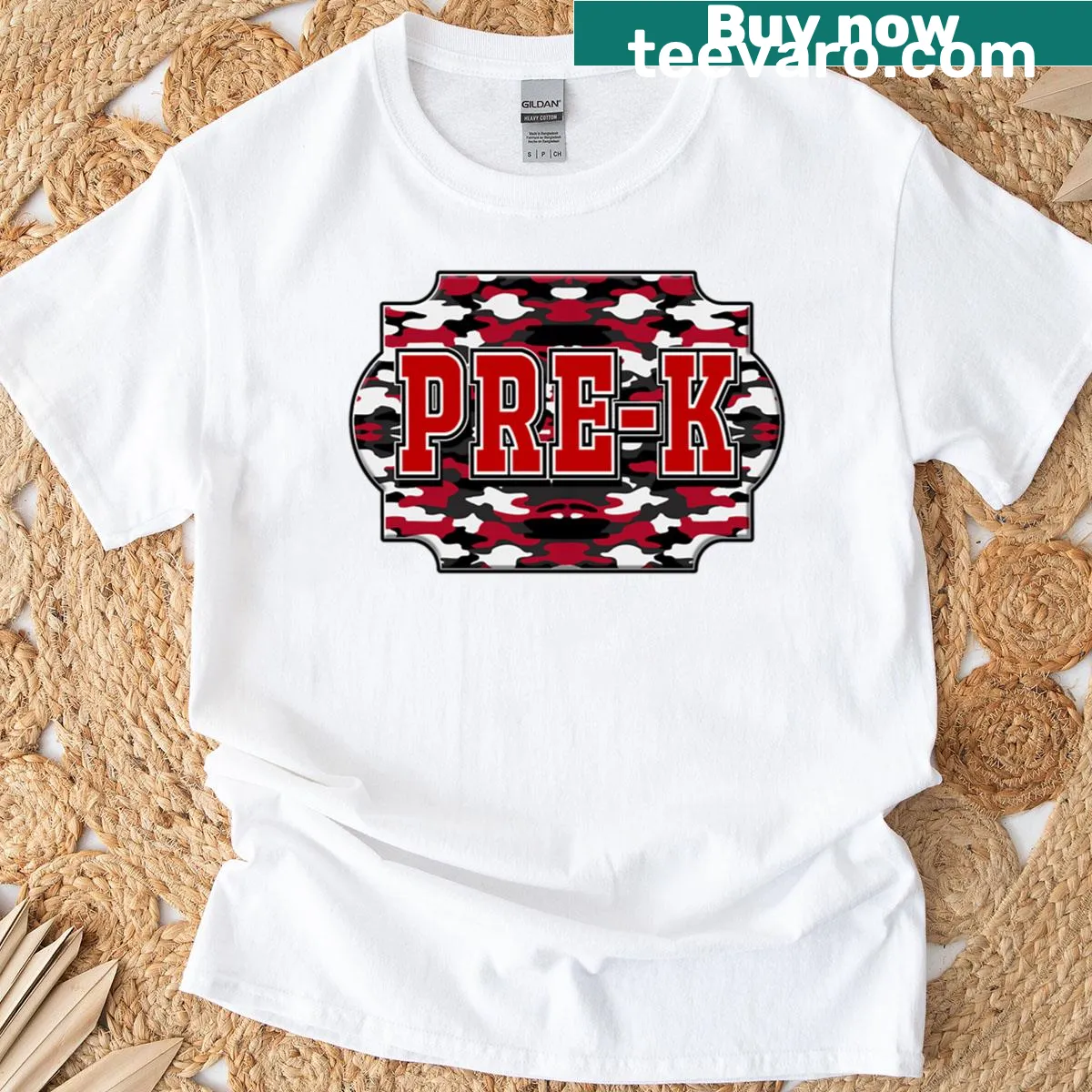 Camouflage design on an oversized Pre K T-shirt — on a men's t-shirt