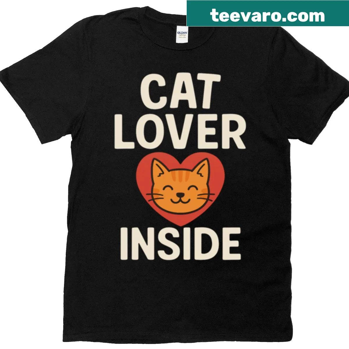 T-shirt with text 'Cat Lover Inside' — on a men's t-shirt