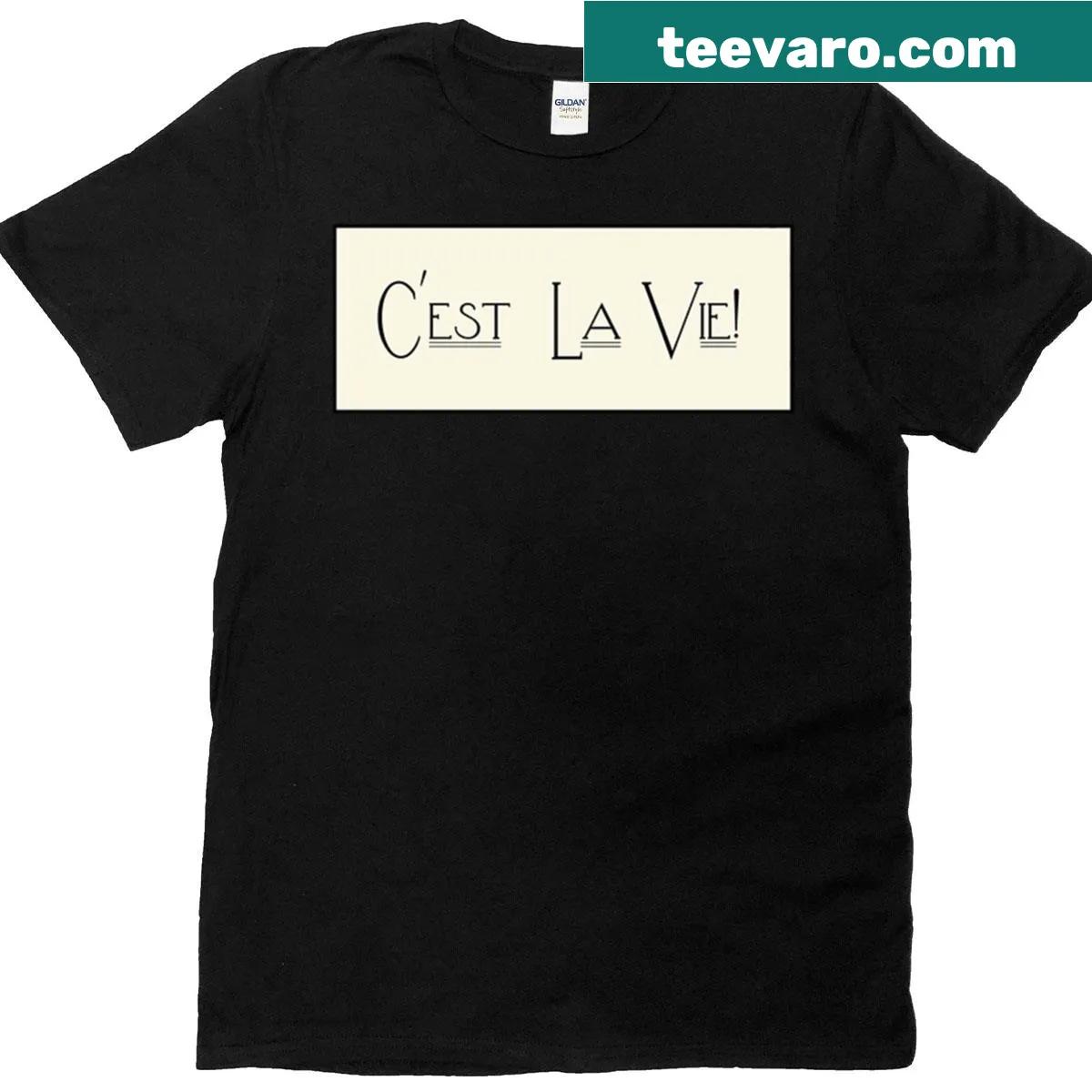 Minimalist T-shirt featuring the phrase 'Cest La Vie' — on a men's t-shirt