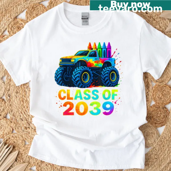 Monster truck design for kindergarten Class of 2039 T-shirt
