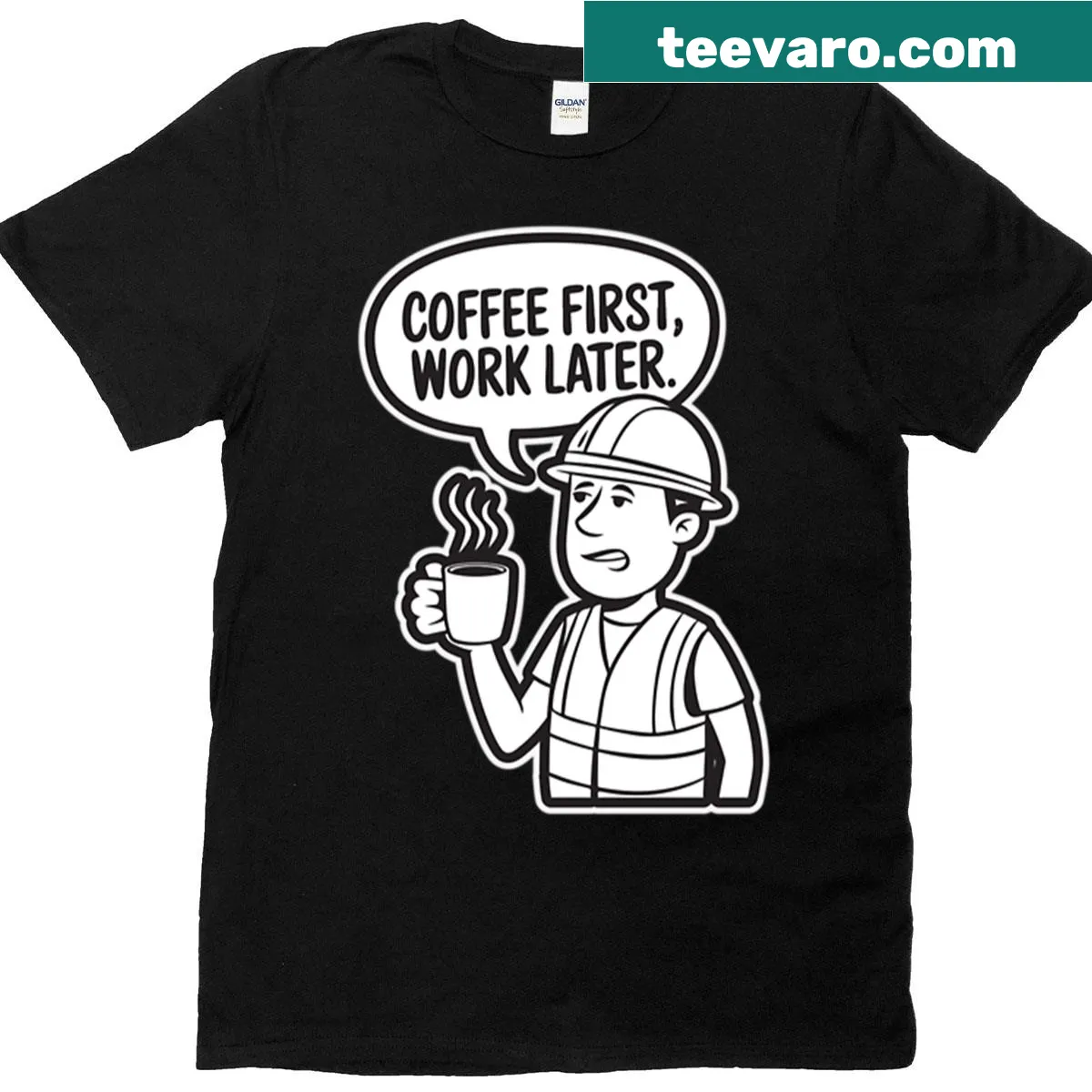 Funny coffee quote for construction workers on a T-shirt — on a men's t-shirt