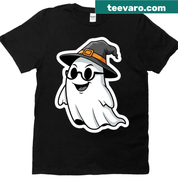 Cartoon ghost witch with glasses for Halloween t-shirt