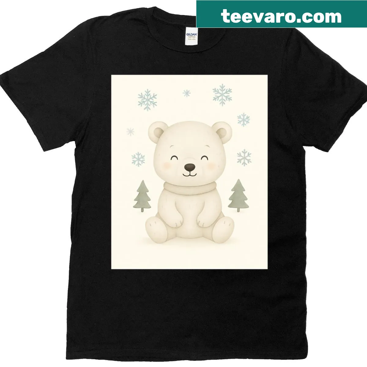 Cute polar bear graphic on a winter t-shirt — on a men's t-shirt
