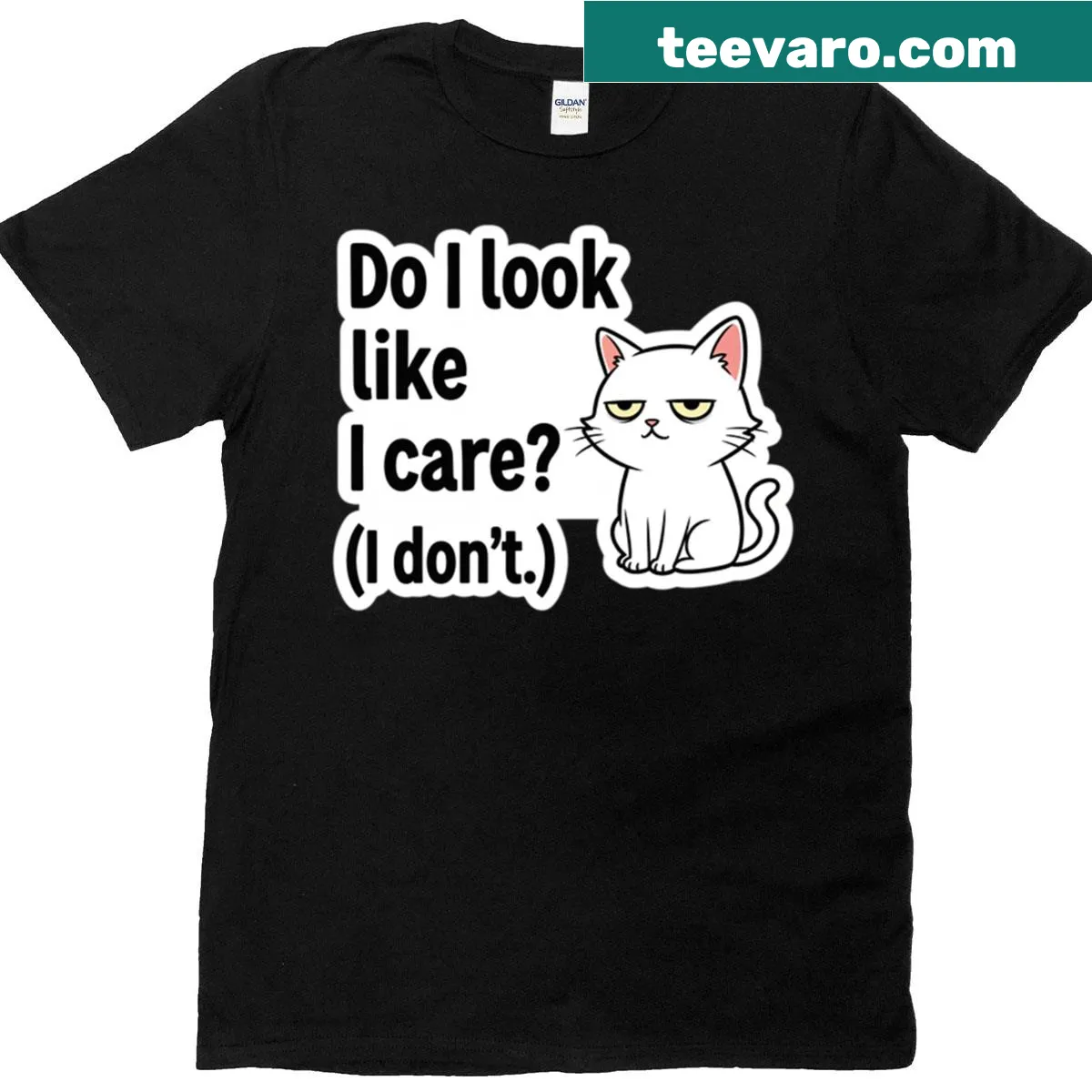 Grumpy cat graphic with sarcastic text — on a men's t-shirt