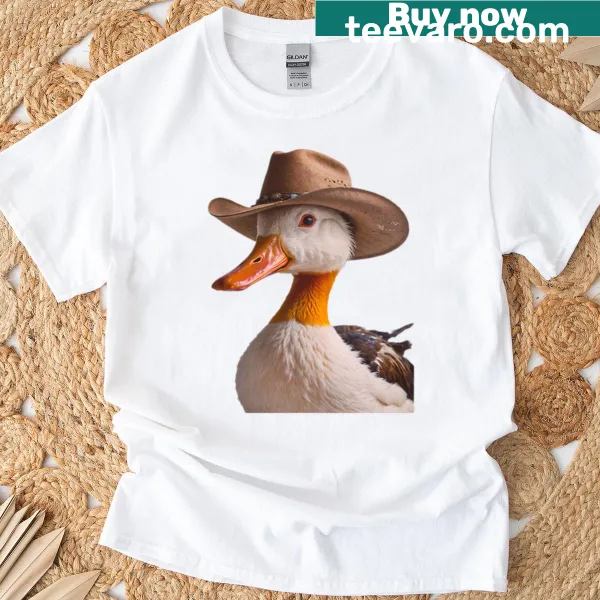 Cute duck in cowboy hat design with balloons