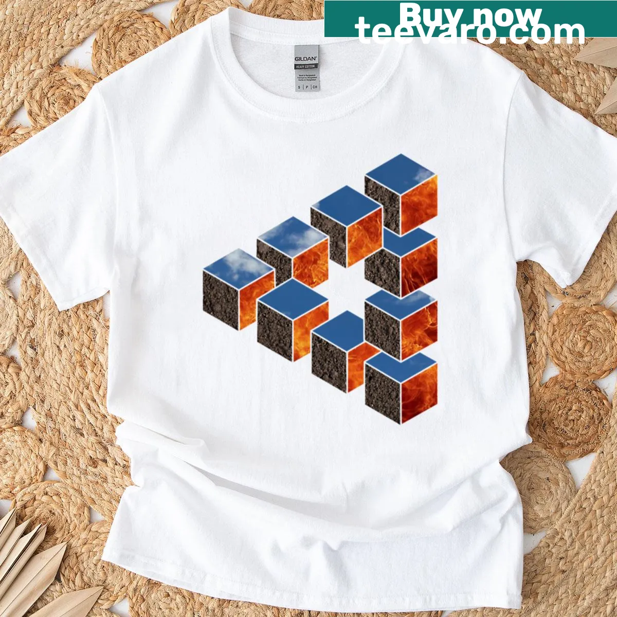 3D text design honoring Earth Wind and Fire — on a men's t-shirt