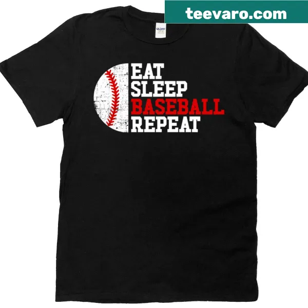 Boys baseball t-shirt with bold 'Eat Sleep Baseball Repeat' text