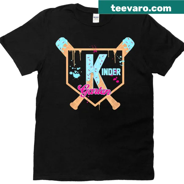 Youth T-shirt with baseball and ice cream drip illustration for kindergarten