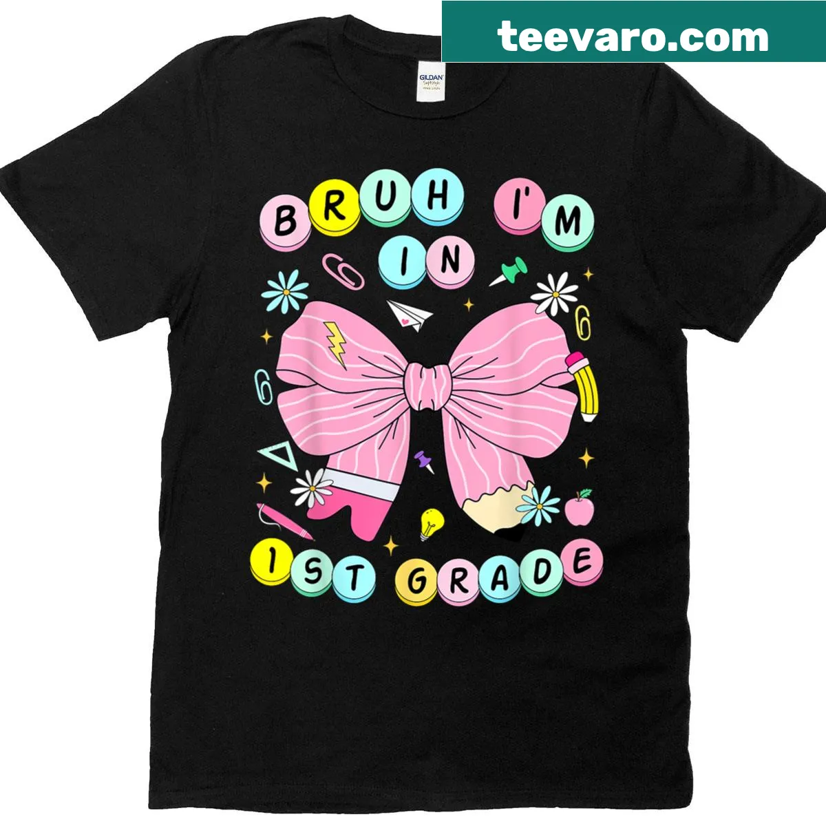 Funny First Grade Back To School T-shirt with playful phrase — on a men's t-shirt
