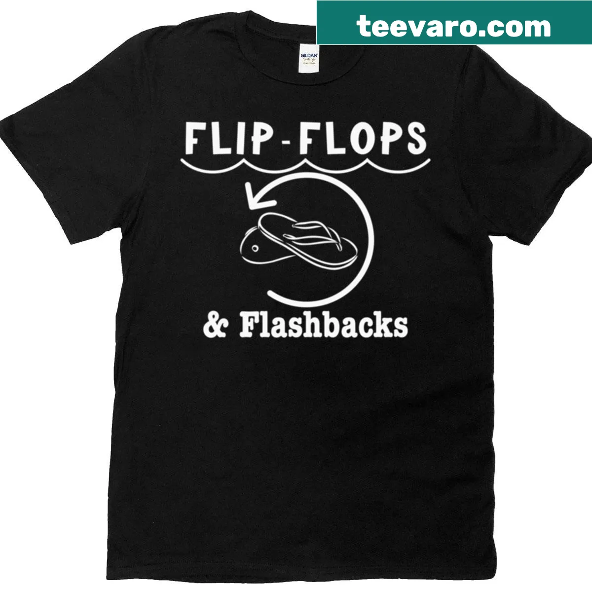 Summer-themed T-shirt with flip-flops and nostalgic phrase — on a men's t-shirt
