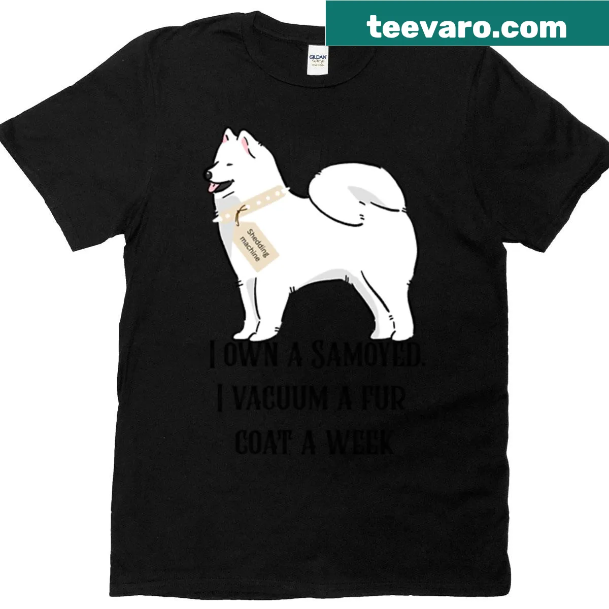 Oversized T-shirt with a humorous quote about Samoyed shedding — on a men's t-shirt