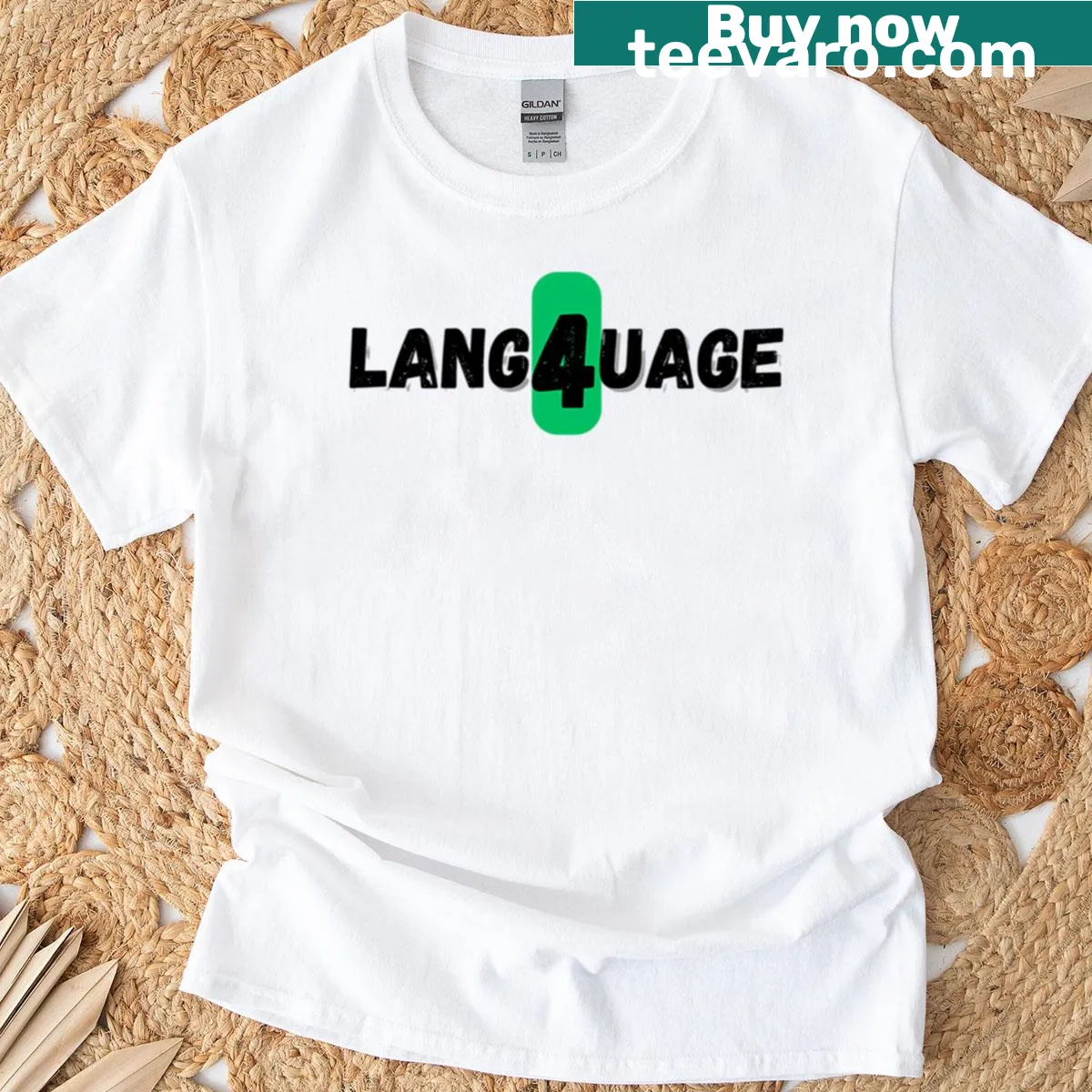 Playful T-shirt featuring a fun foreign language phrase. — on a men's t-shirt