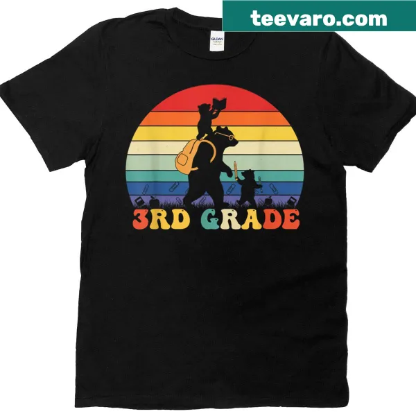 Humorous t-shirt featuring a playful bear for third graders