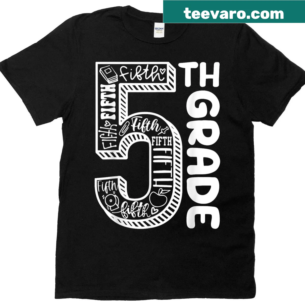 Fifth-grade themed T-shirt with fun typography for students. — on a men's t-shirt