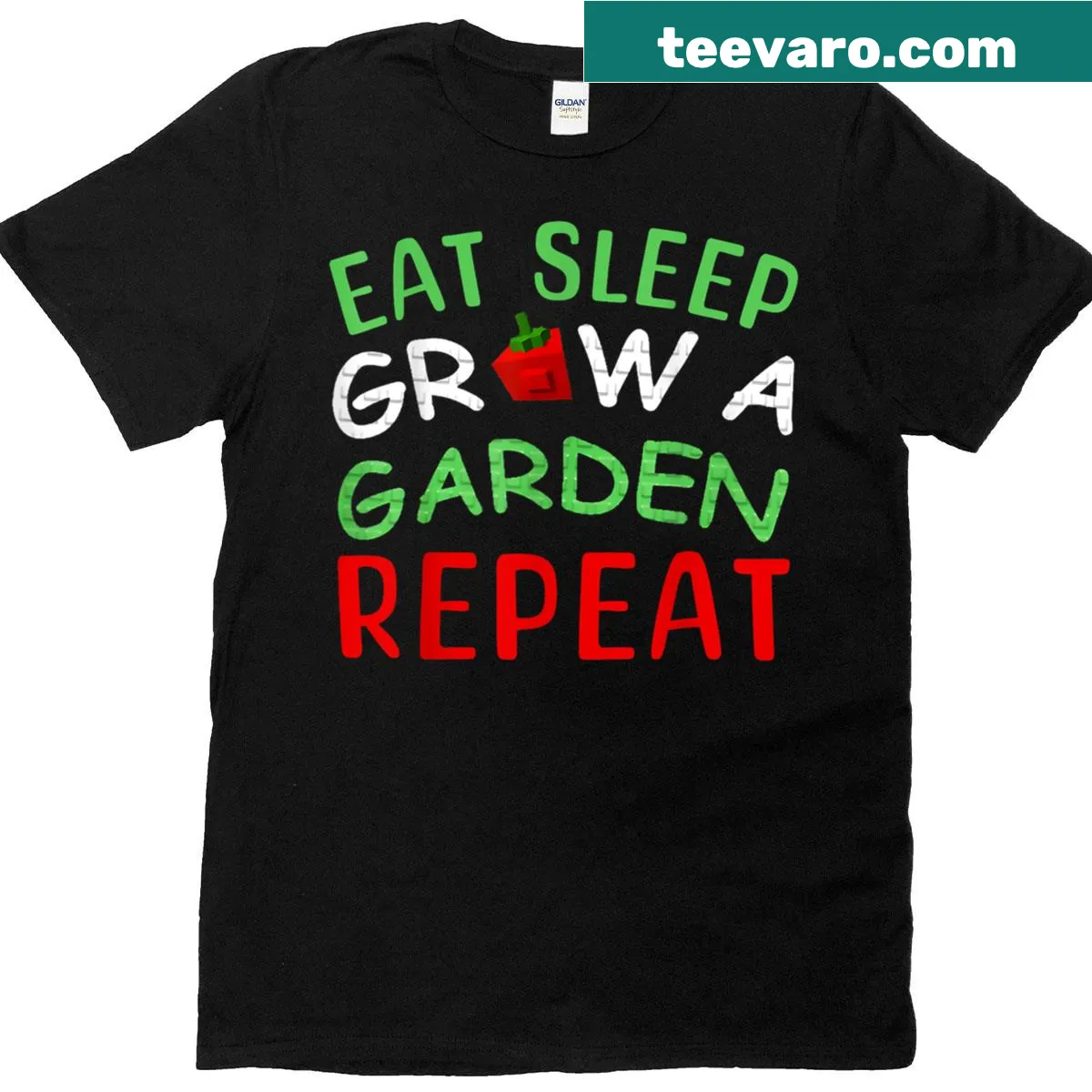 Funny T-shirt with gaming and gardening theme and humorous text. — on a men's t-shirt
