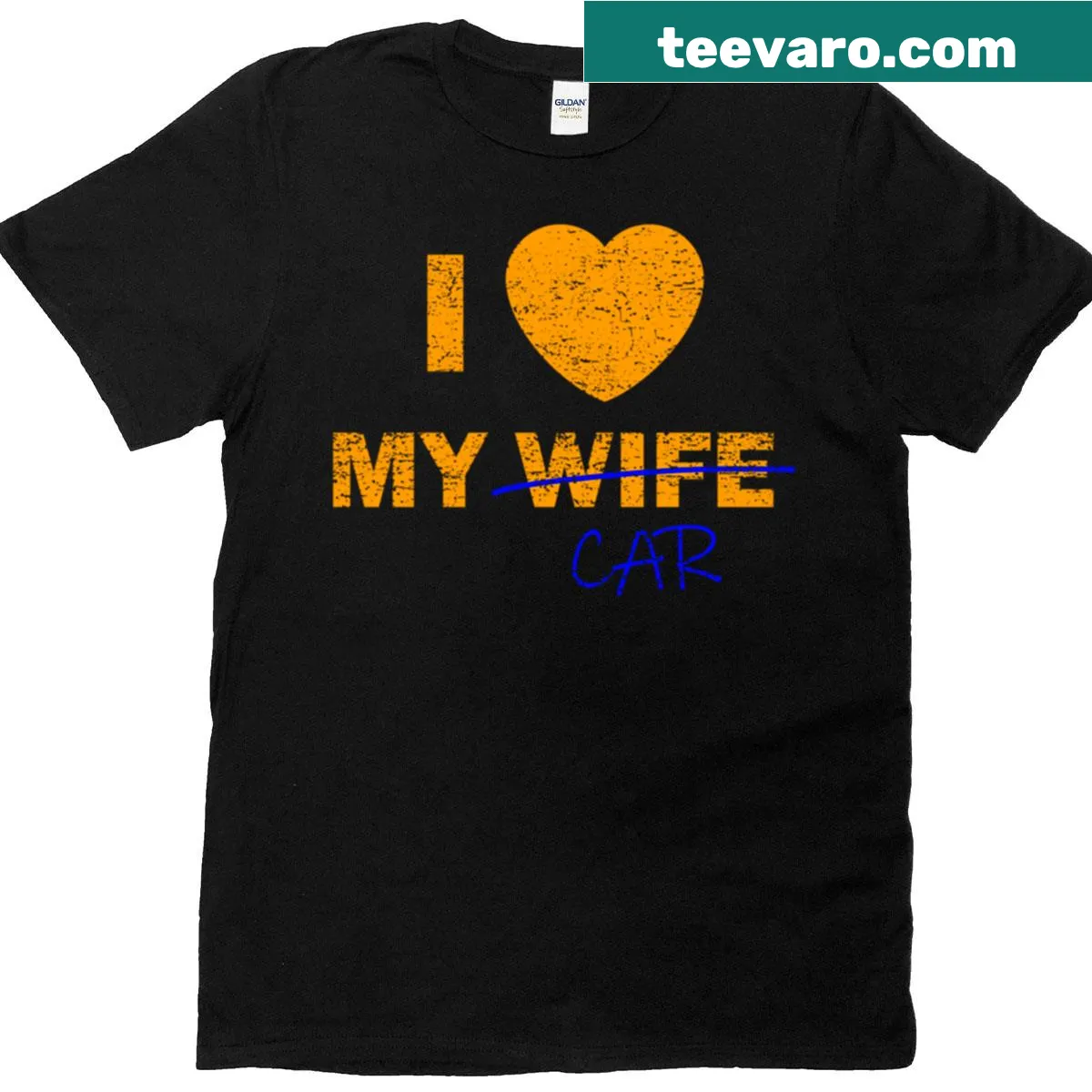 Edgy grunge t-shirt with humorous car love graphic. — on a men's t-shirt