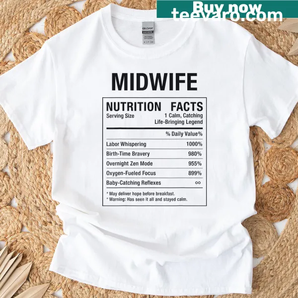 Humorous T-shirt celebrating midwives with funny text